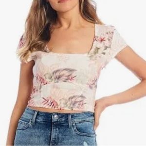 Guess Womens Amina Linen Short Top Cropped Shirt Size S